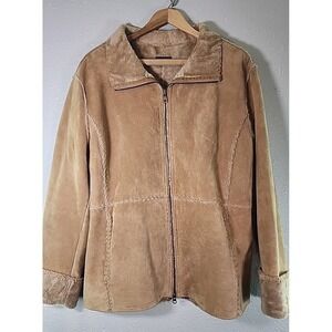 Vintage‎ Guess Genuine Leather Suede Shearling Faux Fur Jacket Coat Size XL